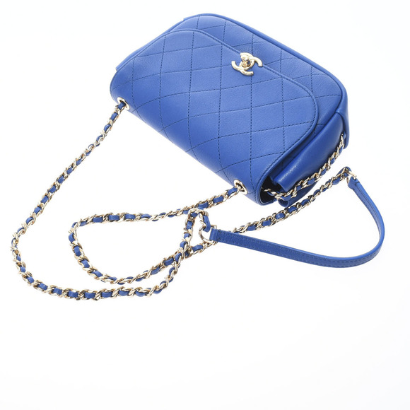 Chanel Chain Shoulder Blue Gold Hardware Calfskin Shoulder Bag - Picture 3 of 11